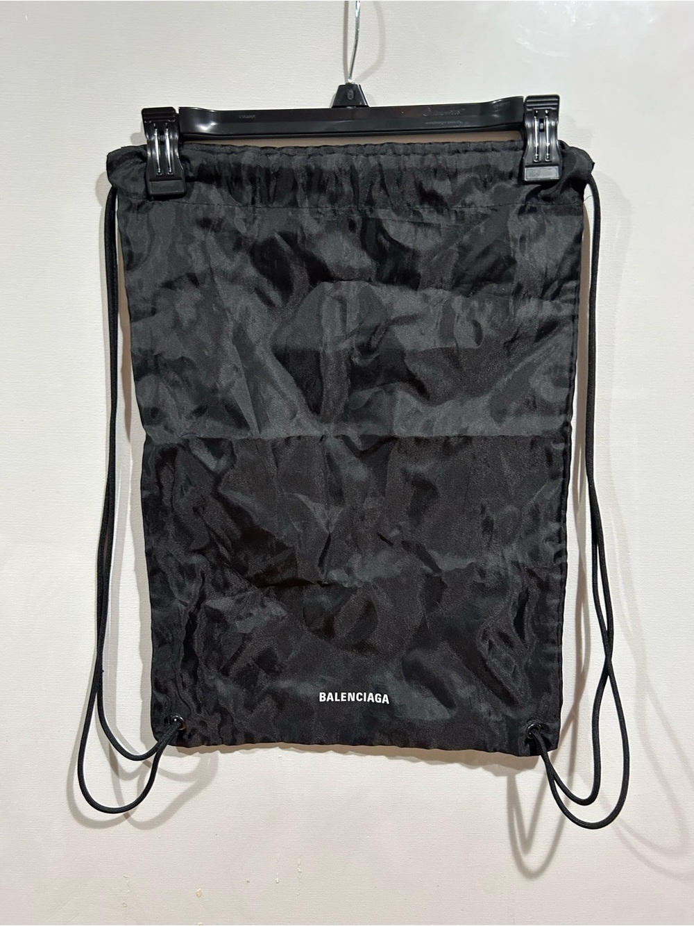 Balenciaga Black Nylon Drawstring DUSTBAG with White Logo